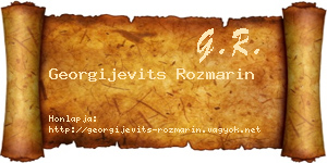 Georgijevits Rozmarin névjegykártya